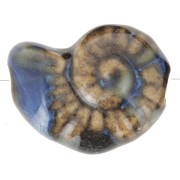 20x16mm Ceramic shell bead - Dark brown - Blue marbled x1