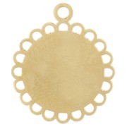 15mm 304L stainless steel round charm - bow pattern - Epoxy resin - Gold x1