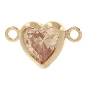 Horizontal heart spacer 9x5.5 mm with CZ - Gold filled (gold filled) Champagne