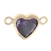 Horizontal heart spacer 9x5.5 mm with CZ - Gold filled (gold filled) Amethyst