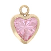 Heart Charm 7x5.5 mm Zirconium Oxide - Gold filled (Gold Filled) - Rose x1