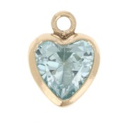 Heart Charm 7x5.5 mm Zirconium Oxide - Gold filled (Gold Filled) - Aquamarine