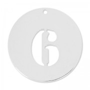 Number 6 Sterling silver charm 20mm x1