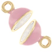 10 mm epoxy resin magnetic ball clasp - 925 Sterling Silver Fine gold plated - Light pink
