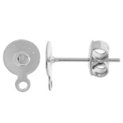 Disc earstuds with 6 mm ring in 304L Stainless Steel x2