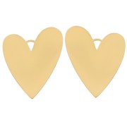 Heart pendants 38x30 mm - 304L Gold-plated stainless steel x2