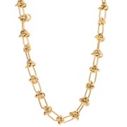 Fancy mesh necklace with bow effect 7.5mm - Stainless steel 304L Gold x46cm