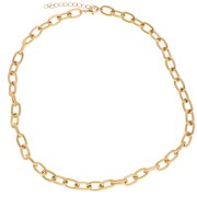 Trace 8.3 mm alternating textured mesh necklace - Stainless steel 304L Gold x46cm