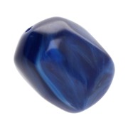 Irregular baroque bead in opaque resin 19x15 mm - Marbled navy blue x1