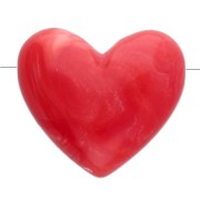 13x15 mm opaque resin heart beads - horizontal hole - Grenadine marbled x6