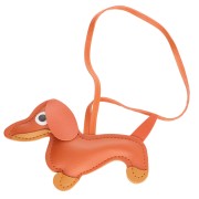 Dachshund dog pendant 14x8 cm for bag jewel - PU - Orange x1