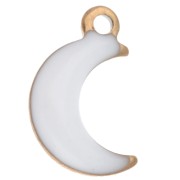 9x5 mm moon charm with epoxy resin - 304 stainless steel gold - White x4