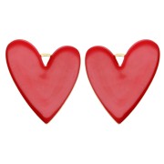 Heart pendants 38x30 mm with epoxy resin - 304 Gold stainless steel - Red x2