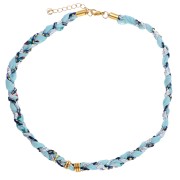 304 stainless steel braided cord necklace Gold - Blue - Grey x40 cm