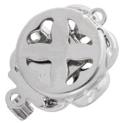 14 mm clip-on flower clasp with imitation mother-of-pearl pearl - White bronze x1