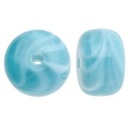 Rondelle beads large holes 14.5x9 mm in Acrylic opaque Marbled blue duck x20