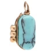 Rectangle charm 13x6 mm imitation Turquoise - 304 Gold stainless steel x1