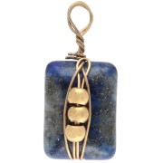 Rectangle charm 13x6 mm - Lapis lazuli gemstone - 304 Gold stainless steel x1