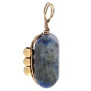 Rectangle charm 13x6 mm - Lapis lazuli gemstone - 304 Gold stainless steel x1