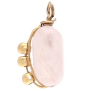 Rectangle charm 13x6 mm - Rose Quartz gemstone - 304 Gold stainless steel x1