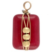 Rectangular charm 13x6 mm imitation Carnelian - 304 Gold stainless steel x1