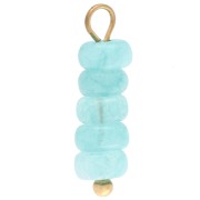 Charm rondelles 4.5 mm Blue Aventurine gemstone - 304 Stainless steel Gilded x1