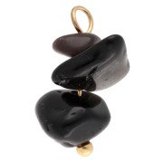 Chips Charm 16 mm Obsidian - 304 Gold Stainless Steel x1