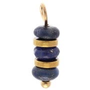 4 mm rondelles and Lapis lazuli charm - 304 stainless steel, gold-plated x1