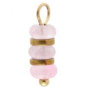 4 mm rondelles and Rose Gold Quartz charm - 304 Gold stainless steel x1