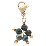 Charms star charm with clasp - 304 Gold Stainless Steel - African Turquoise x1
