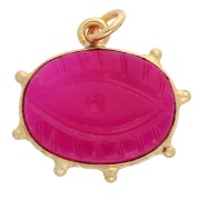 Pendant eye 17.5x20 mm colored gemstone - Fine gold plated - Rose chalcedony