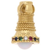11x7 mm Ethnic Charm with Zirconium Oxides - Fine Gold Gilding - Multicolored