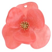 Acrylic & Stainless Steel 40 mm Flower Relief Pendants - Marbled Coral x2