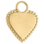 Heart charm 15.5x13 mm eye motif with rhinestones - 304 Gold stainless steel - Blue x1