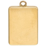 18x12 mm rectangle clover charm - 304 stainless steel, gold-plated - Blue glitter