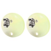 Round 15 mm acetate stud earrings - Marbled Coral - Yellow - Blue Pearl x2