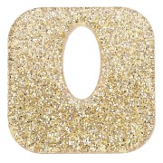 Square hollow 21 mm acrylic pendant - Gold glitter x1