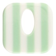 21 mm square acetate pendant - Light green stripes - Ecru x1