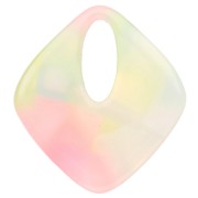 Hollow diamond pendant 28x25 mm acetate - Marbled Coral - Yellow - Blue Pearl x1