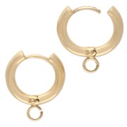 Round Creole Dormeuses with Open Ring 14 mm - 925 Sterling Silver Gilded with Fine Gold x2