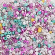 Preciosa Seed beads 11/0 2 mm - Mix Crystal - Pink - Mint x20g