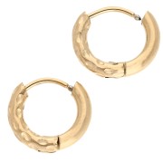 Reversible hammered round hoop 13mm Wire 2.5 mm Stainless steel 316L and 201 Gold x2
