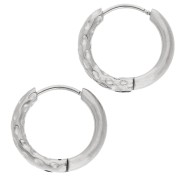 Reversible hammered round hoop 17 mm - Wire 2.5 mm - Stainless steel 316L and 201 x2