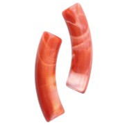 32x8 mm curved tube beads in opaque acrylic - Terracotta marbled x6