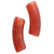 Curved tube beads 35x11 mm in translucent acrylic - Terracotta marbled x6