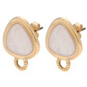 Rounded Triangle Stud Earrings 19.5x15 mm - Gold-plated - Blanc Nacré x2