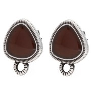 Rounded Triangle Stud Earrings 19.5x15mm - Antique Brown Fine Silver Plating x2