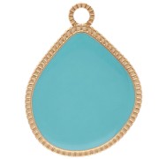 Irregular drop pendant 32x24 mm epoxy resin - Gilded with fine gold - Turquoise