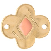 Flower spacer 19x17 mm with epoxy resin - Gilded with fine gold - Coral x1