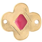 Flower spacer 19x17 mm with epoxy resin - Gilded with fine gold - Pink x1